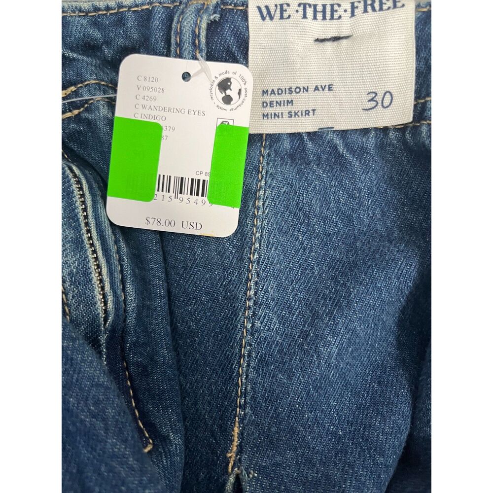 Free People We The Free Madison Ave Denim Mini Skirt Size 30 New with tags - Picture 6 of 6